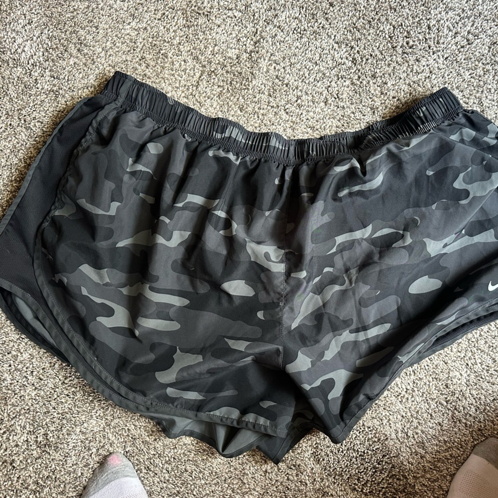 Nike Black Dri-FIT Athletic Shorts with White Swoosh